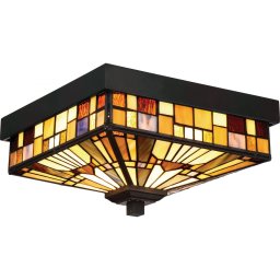 Plafonieră baie INGLENOOK Tiffany, bronz, L:26cm, IP44, 2 becuri, QZ-INGLENOOK-F