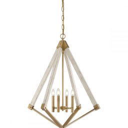 Candelabru lemn clasic-rustic hol și living VIEW POINT, 4xE14, QZ-VIEW-POINT-L