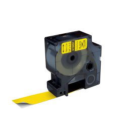 Etichete flexibile 19mm x 3.5m negru galben compatibile Dymo 18491
