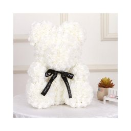 Ursulet Trandafiri Alb 40 Cm