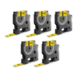 Set 5 etichete din vinil DYMO Rhino ID1 12 mm negru pe galben pentru avertizari si zone de risc 18432