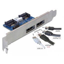 Slot bracket 2x eSATApd 5V/12V, Delock 61725