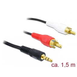 Cablu audio jack stereo 3.5 mm la 2 x RCA T-T 1.5m, Delock 84000