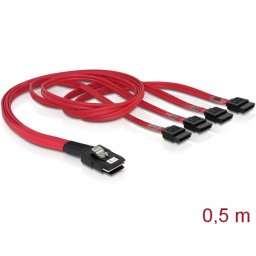 Cablu Mini SAS SFF-8087 la 4 x SATA 50cm, Delock 83057
