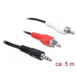 Cablu audio jack stereo 3.5 mm la 2 X RCA T-T 5m, Delock 84212