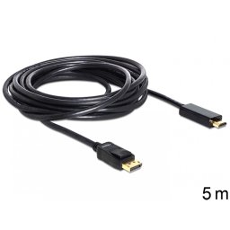 Cablu Displayport la HDMI T-T ecranat Pasiv 5m Negru, Delock 82441