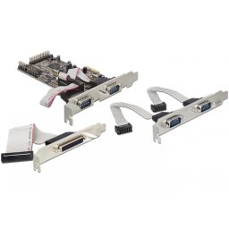 PCI Express 4 X Serial RS232 + 1 X paralel DB25, Delock 89177