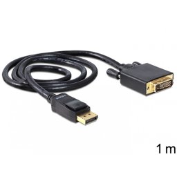 Cablu Displayport la DVI T-T ecranat Pasiv 1m Negru, Delock 82590