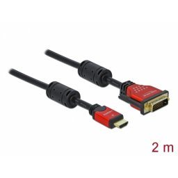 Cablu HDMI la DVI-D Dual Link 24+1pini T-T Premium 2m, Delock 84342