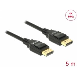 Cablu DisplayPort 4K60Hz T-T ecranat 5m Negru, Delock 82425