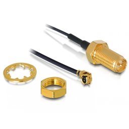 Conector pentru montarea antenei WLAN RP-SMA jack bulkhead la MHF I plug 1.13 20cm, Delock 88420