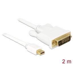 Cablu mini DisplayPort 1.1 la DVI-D 24+1 pini T-T Alb 2m, Delock 82918