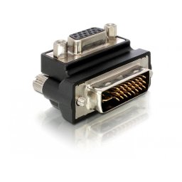 Adaptor VGA la DVI-I Dual Link 24+5pini M-T unghi 90grade, Delock 65172