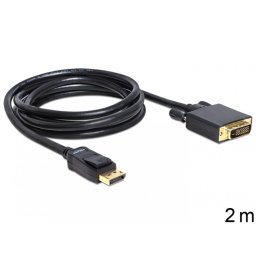 Cablu DisplayPort la DVI-D Dual Link T-T ecranat 2m Negru, Delock 82591