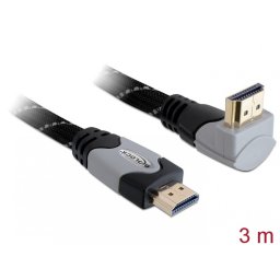 Cablu HDMI 4K30Hz T-T unghi 90 grade 3m gri, Delock 83045