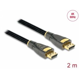 Cablu DisplayPort 4K60Hz Premium T-T 2m, Delock 82771