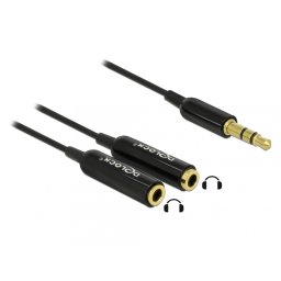 Splitter audio stereo jack 3.5 mm la 2 x jack 3 pini T-M 25 cm, Delock 65356