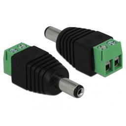Adaptor DC 2.1 x 5.5 mm Tata la Bloc Terminal 2 pini, Delock 65396
