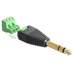 Adapter audio Stereo jack T 6.35 mm la Terminal Bloc 3 pini, Delock 65460