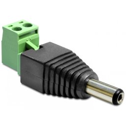 Adaptor DC 2.1 x 5.5 mm Tata la Bloc Terminal 2 pini, 2 parti, Delock 65422