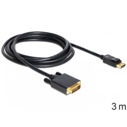 Cablu DisplayPort la DVI-D T-T ecranat 3m Negru, Delock 82592