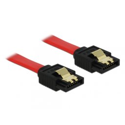 Cablu SATA III 6 Gb/s cu fixare Rosu 10cm, Delock 82674