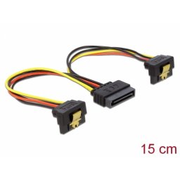 Cablu de alimentare SATA 15 pini la 2 x SATA in unghi, Delock 60128