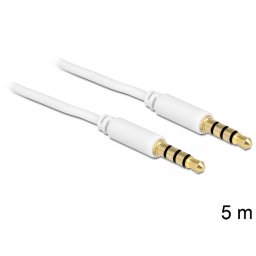 Cablu stereo jack 3.5mm 4 pini Alb T-T 5m, Delock 83443
