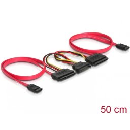 Cablu de date + alimentare SATA pentru 2 x HDD, Delock 84356