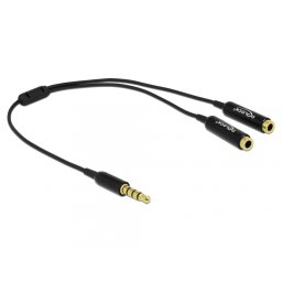 Splitter stereo jack 3.5mm la 2 x jack 3.5mm 4 pini 25cm, Delock 65575