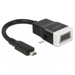 Adaptor micro HDMI-D la VGA cu Audio Negru T-M 15cm, Delock 65589*