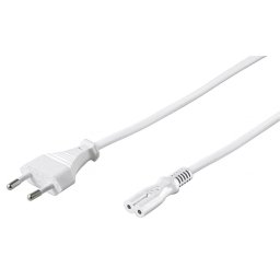 Cablu alimentare Euro la IEC C7 (casetofon) 2 pini 3m Alb, KPSPM3W
