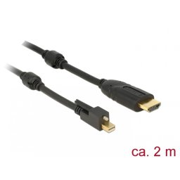 Cablu mini Displayport 1.2 la HDMI T-T 4K 2m Activ cu surub, Delock 83730
