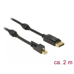 Cablu mini Displayport 1.2 la Displayport T-T 4K 2m cu surub, Delock 83722