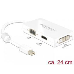 Adaptor mini Displayport la VGA / HDMI / DVI pasiv T-M Alb, Delock 62630