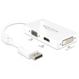 Adaptor Displayport la VGA / HDMI / DVI pasiv T-M Alb, Delock 62655