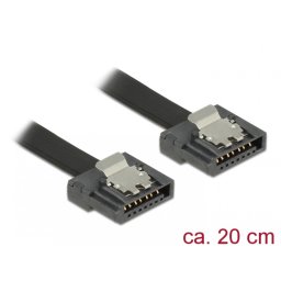 Cablu SATA III 6 Gb/s FLEXI 20cm black metal, Delock 83839
