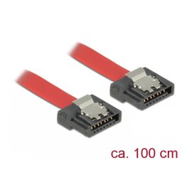 Cablu SATA III FLEXI 6 Gb/s 100 cm Rosu metal, Delock 83837