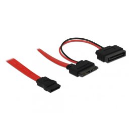 Cablu Slim SATA 13 pini la SATA 7 pini + alimentare SATA 30cm, Delock 84800