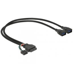 Cablu pin header USB 3.0 + USB 2.0 pin header la 2 x USB 3.0-A M-M 45cm, Delock 83829