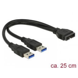 Cablu USB 3.0 Pin header la 2 x USB 3.0-A T-T 25 cm, Delock 83910