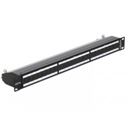 Patch Panel 19" ecranat 24 Porturi Cat.6A cu protectie praf Negru, Delock 43320