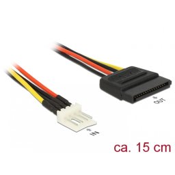 Cablu alimentare SATA 15 pini la 4 pini floppy M-T 15 cm, Delock 83918