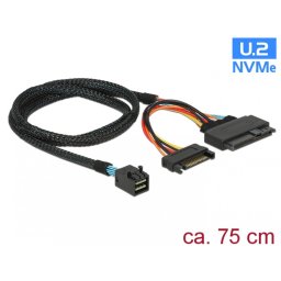 Cablu SFF-8643 la U.2 SFF-8639 + alimentare SATA 75cm, Delock 84821