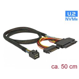 Cablu SFF-8643 la U.2 SFF-8639 + alimentare SATA 50cm, Delock 84819