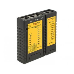 Tester RJ45 / RJ12 / PoE, Delock 86107
