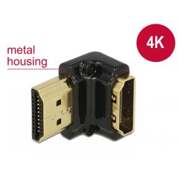 Adaptor HDMI-A T-M unghi 90 grade jos 4K carcasa metalica, Delock 65662