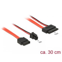 Cablu Slim SATA 13 pini la SATA III date + alimentare 4 pini 30cm, Delock 84848
