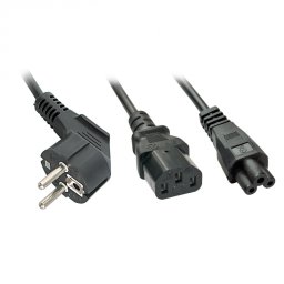 Cablu Y de alimentare Schuko la IEC C13 & C5 2m Negru, Lindy L30047