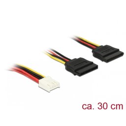 Cablu de alimentare Floppy 4 pini la 2 x SATA 15 pini 30cm, Delock 84859